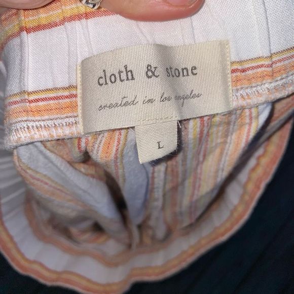 Anthropologie 🐾Cloth & Stone Wide Leg Stripe Cropped Pants, Sz Large, MSRP $118 - Picture 5 of 14